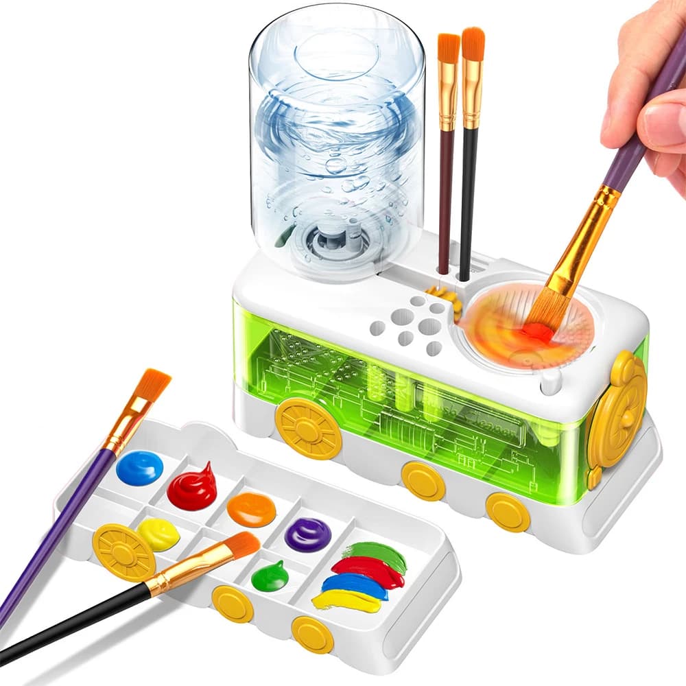LMETJMA Paint Brush Cleaner with Paint Tray Watercolor Oil Paint Brush Rinser Portable Water Circulation Paint Brush Clean Tool