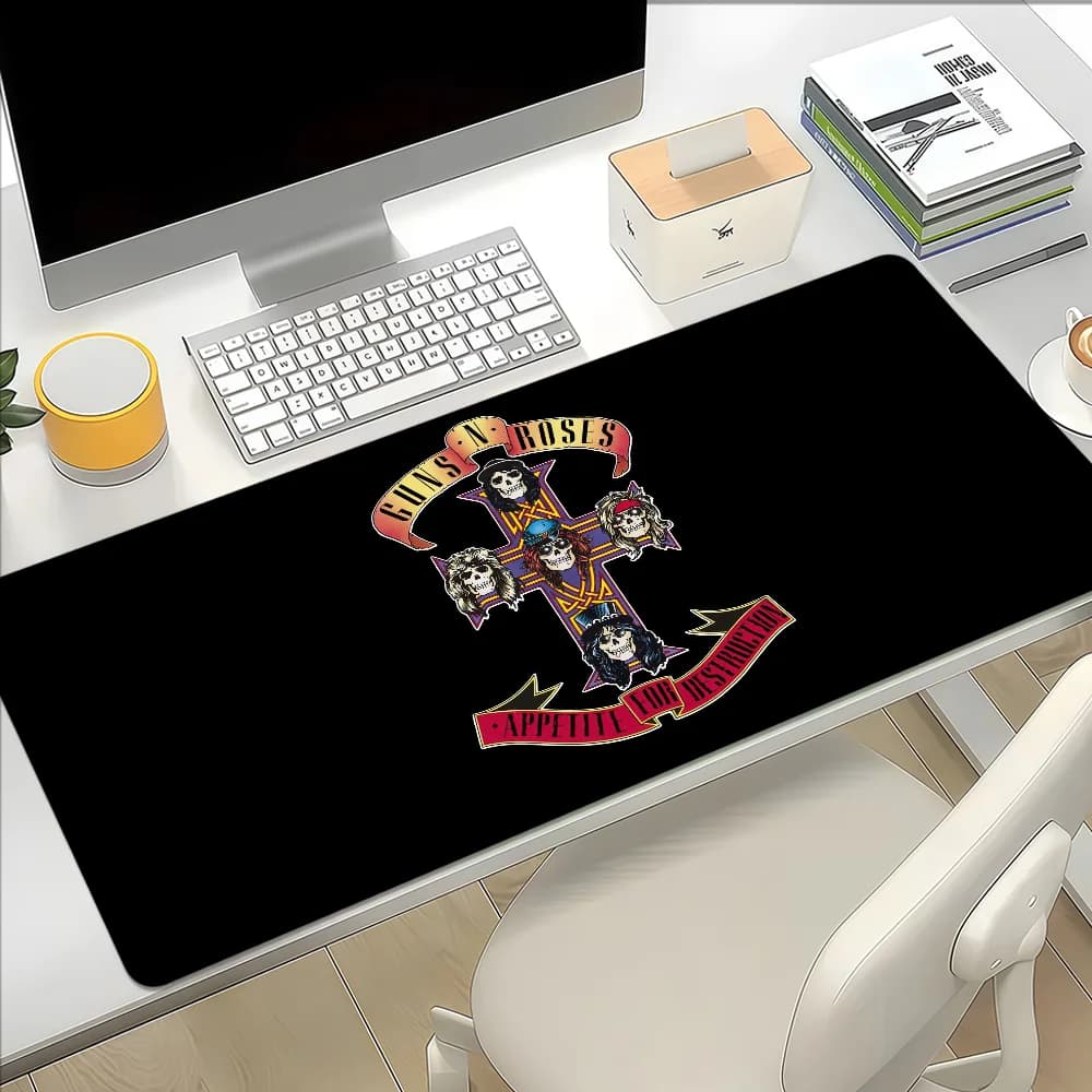Tappetino per mouse G-Guns N Music Band Roses Rock Tappetino per mouse con cuscino da gioco per studenti da ufficio, grande, ispessito, antiscivolo