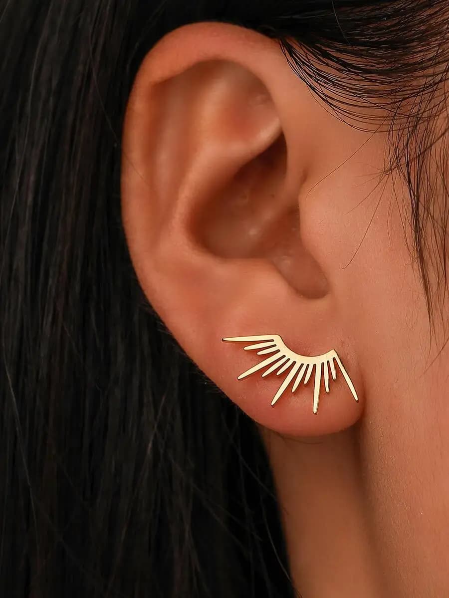 Aomogo Stainless Steel Earrings 2023 Delicate Half Circle Sun Design Fashion Gothic Stud Earrings For Women Jewelry Party Gifts