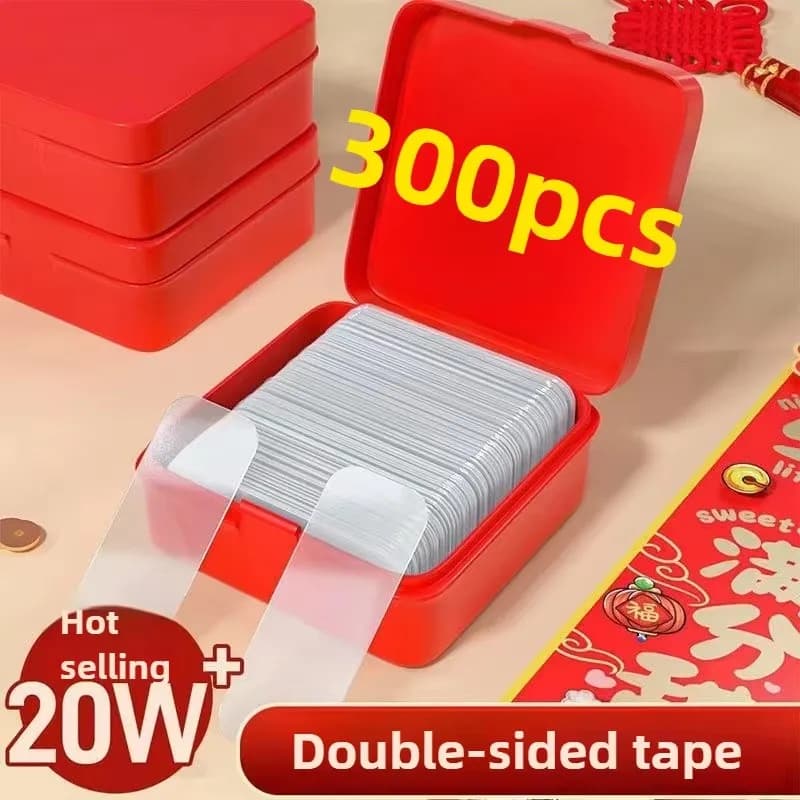 60-600PCS Two-sided Tape No trace Reusable square wall sticker for mounting Wall sticker transparent heavy removable
