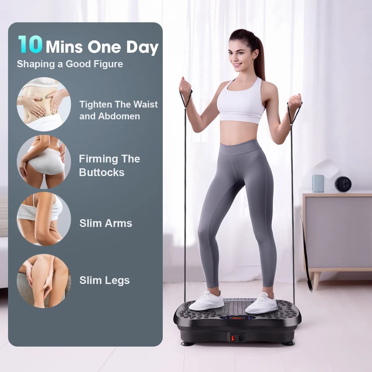 Vibration Plate Exercise Machine Lazy Weight Loss Body Shaper Smart Vibration Fit Machine for Hips & Waist with Bluetooth Music