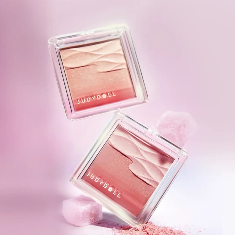 JUDYDOLL Blush Effetto Satinato Acquoso, Blush Bicolore, Finitura Trasparente e Liquida, Effetto Luminoso Quotidiano, Texture che si Fonde con la Pelle