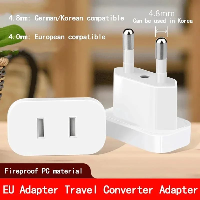 1pc 4.8/4.0mm Power Plug Adapter US To EU Europe Plug Power Converter Travel Charge Adapter US to EU Adapter Electrical Socket