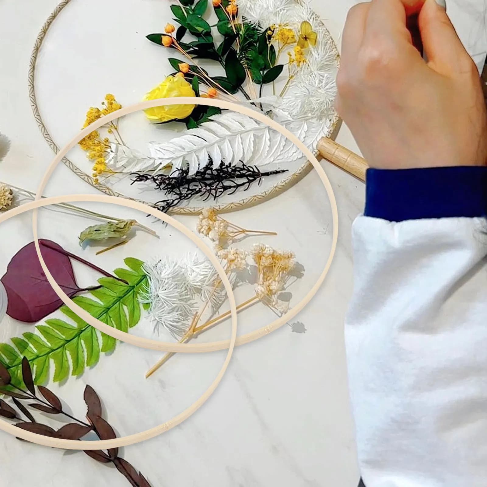 10Pcs Bamboo Macrame Hoops Versatile Floral Wreath Forms for DIY Craft Projects Wedding Decor Home Styling Rustic Wreath Making