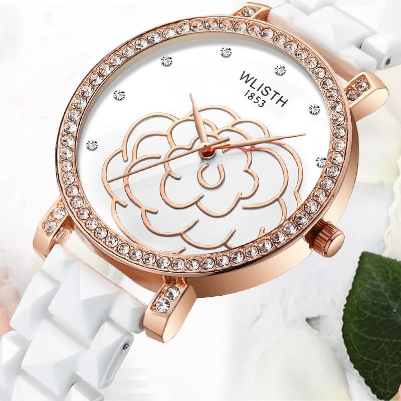 Orologio in ceramica da donna impermeabile e alla moda versione coreana nuovo orologio da polso al quarzo impermeabile tempestato di diamanti