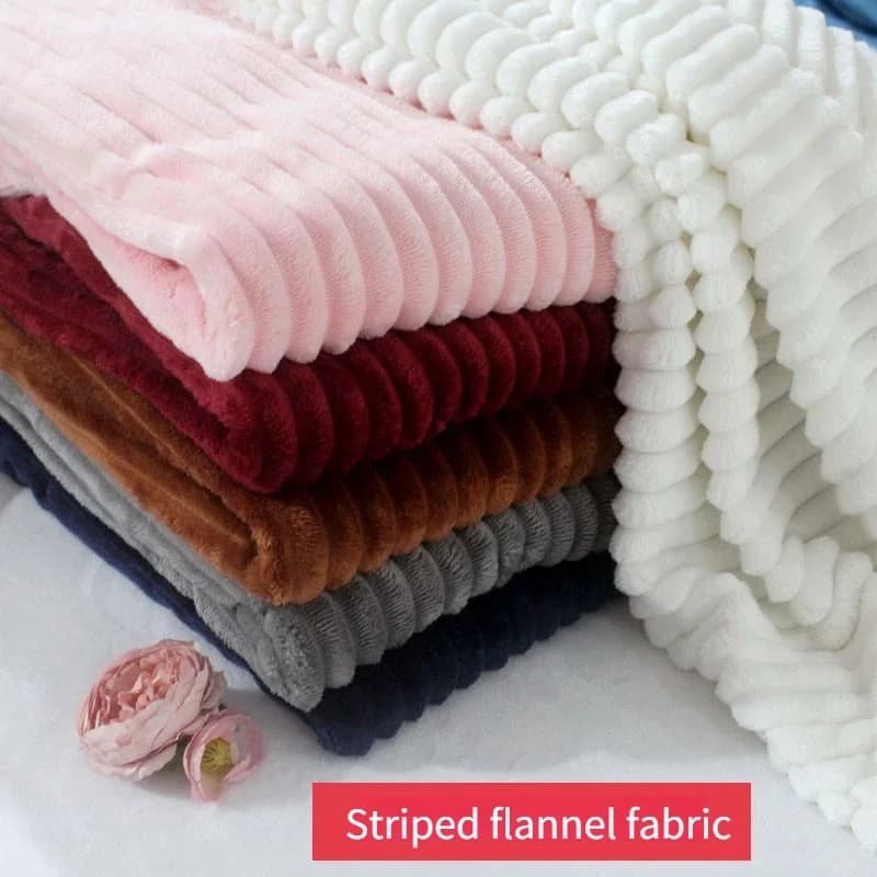 Striped Striped Flannel Fabric for Pijama Bathrobe Bed linen Sewing DIY Sofa Smooth Textile Cloth Soft Hot Pink Grey Plain