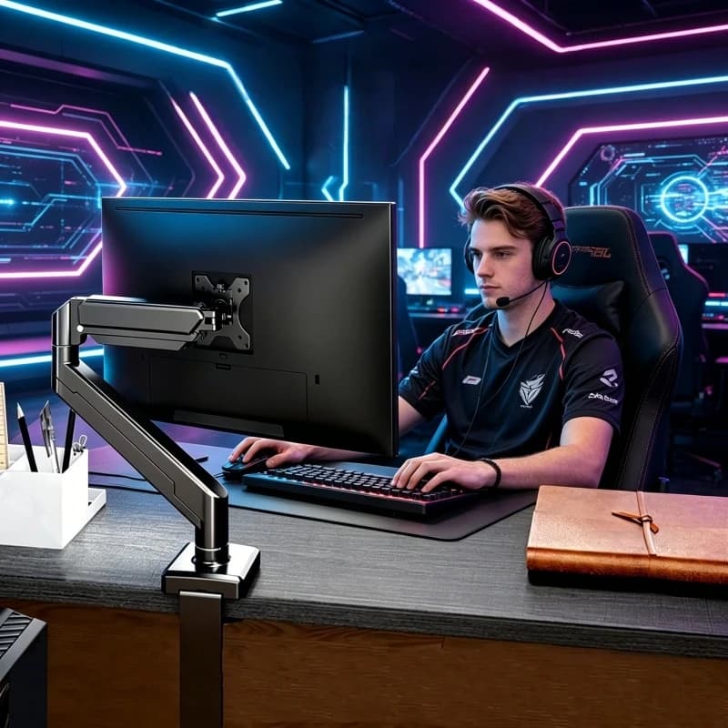 Nuovo Supporto da Scrivania Universale per Monitor Singolo 2026, Fino a 32 Pollici, 19.8 Libbre, Completamente Articolato, Girevole, Inclinabile, Rotante, Regolabile in Altezza