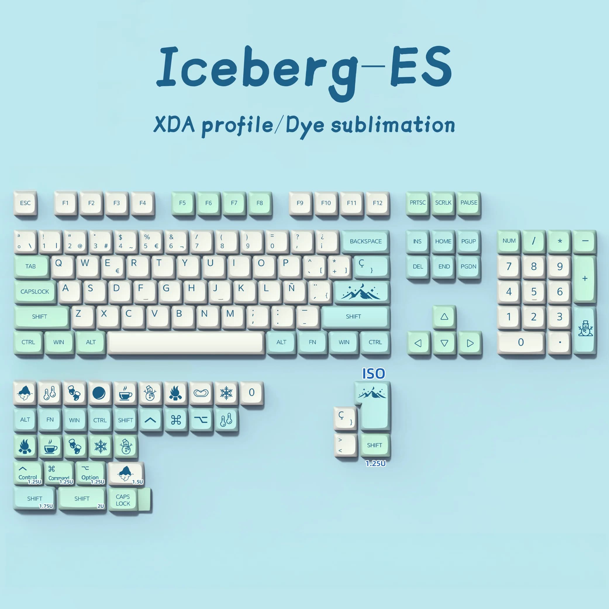 Copritasti spagnoli ES PBT Profilo XDA Shimmer Iceberg Marshmallow Matcha Keycap per tastiera meccanica GMK67 Sublimazione della tintura ISO