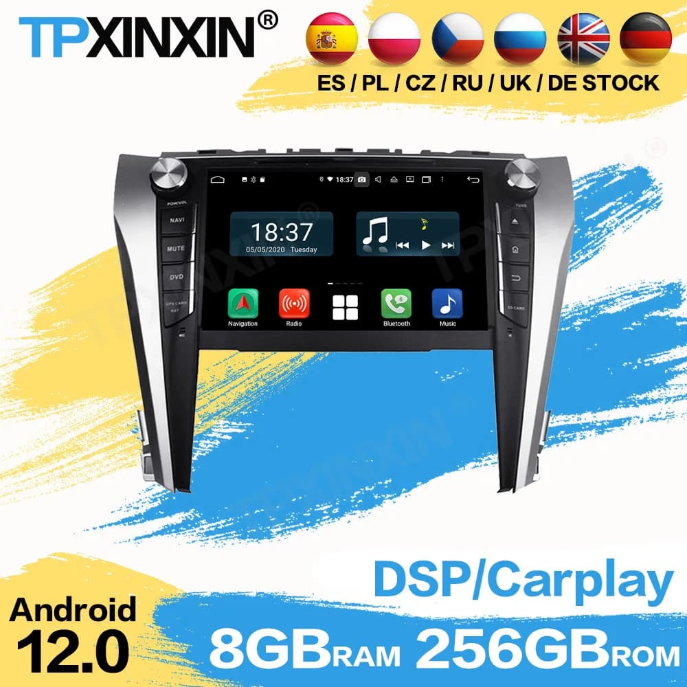 Auto Radio Coche Con Schermo Bluetooth Android Per Toyota Camry 2015 2016 2017 Navigazione Automotive Multimedia Ricevitore Stereo