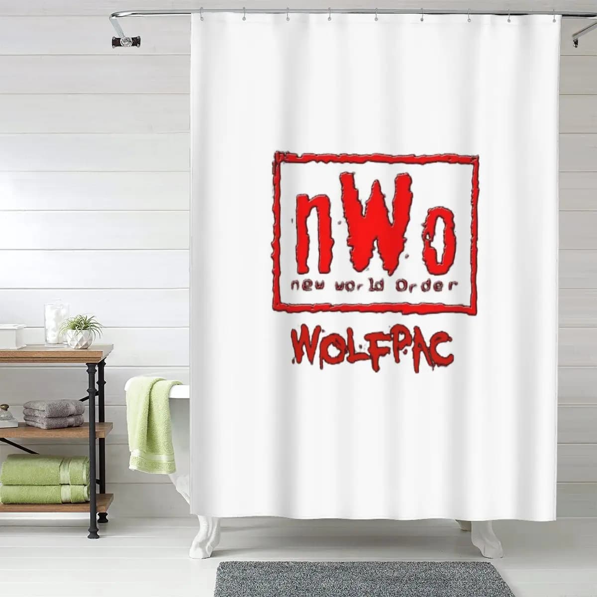 NWO New World Order Wrestling Tenda da doccia per bagno in poliestere impermeabile con ganci