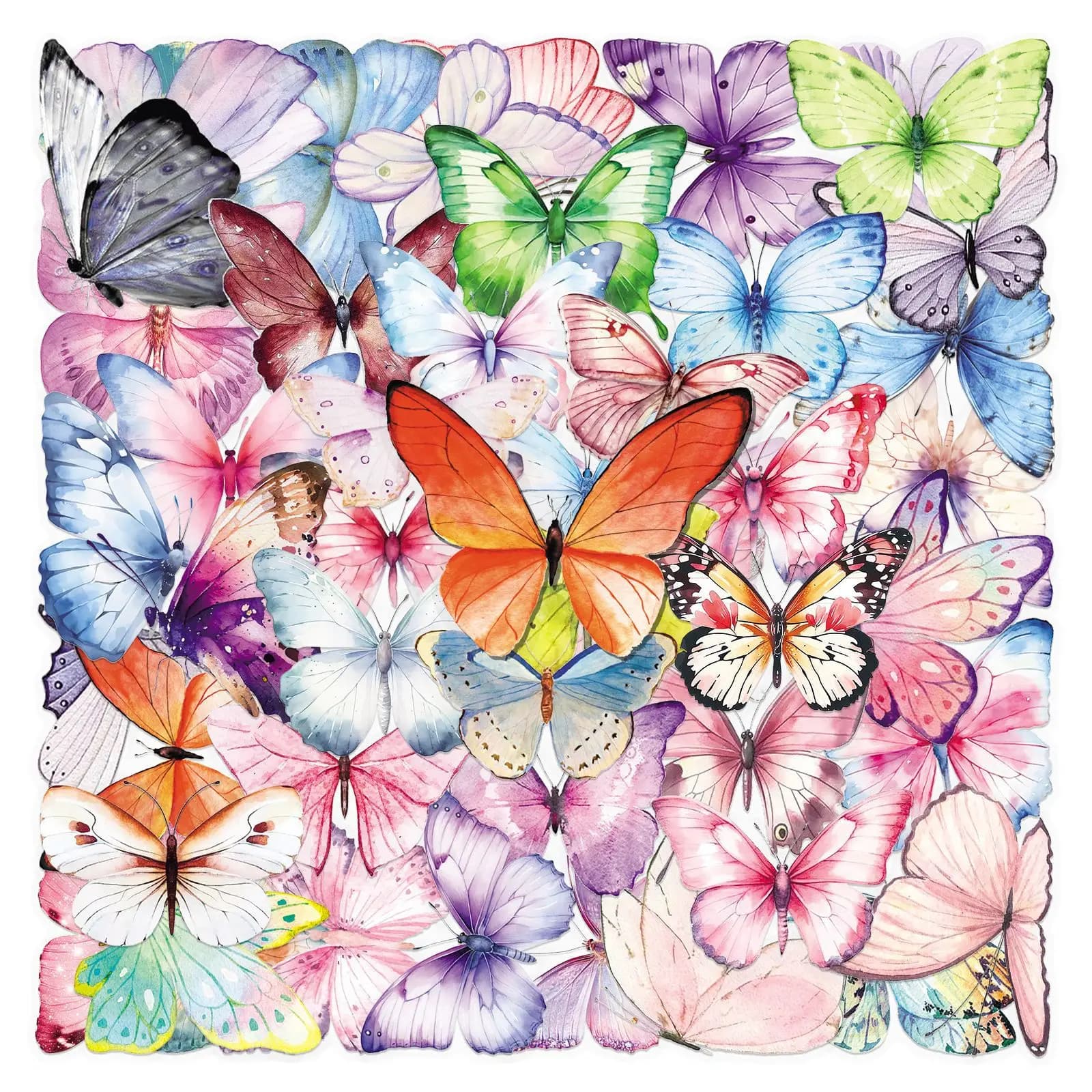 50 pezzi di adesivi trasparenti a forma di farfalla in PET per decorazioni fai da te, telefono, bagagli, laptop, chitarra, bici, skateboard, frigorifero, casco, giocattoli per bambini, adesivi impermeabili