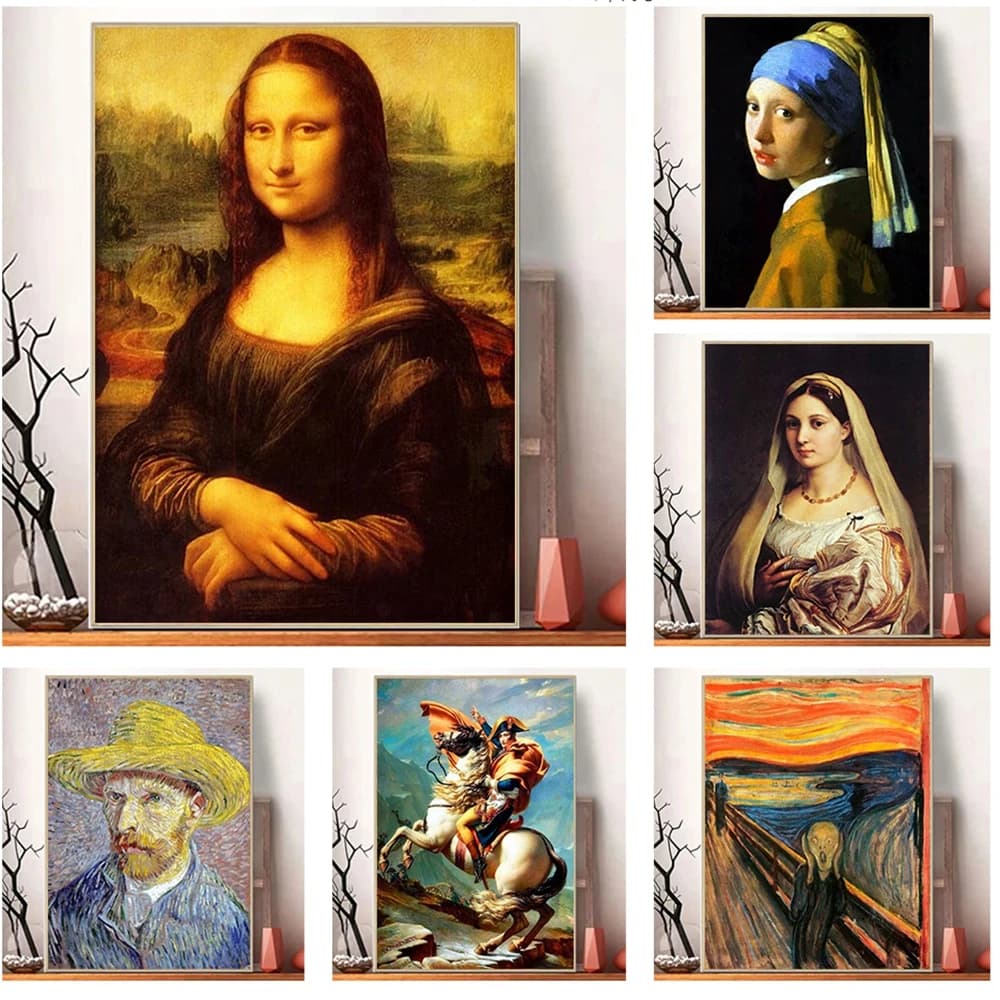 1 pz. Pittura Diamantata Senza Cornice, Ricamo Diamantato Mona Lisa, Famoso Quadro 5D Fai da Te, Mosaico Van Gogh Picasso, Punto Croce