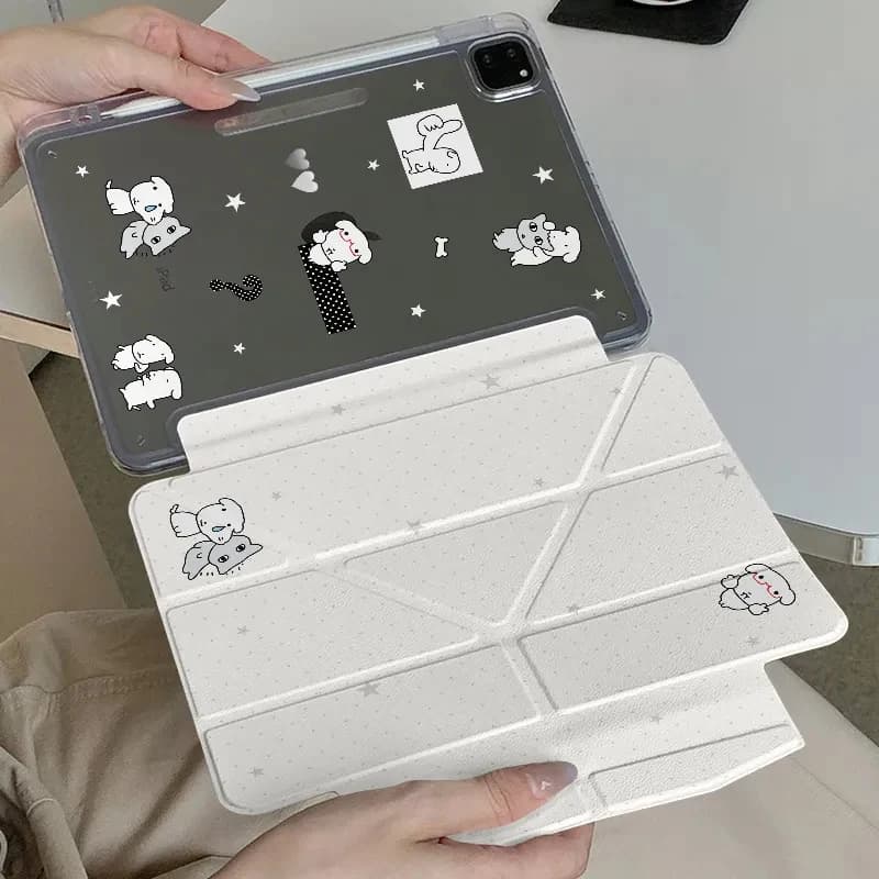 Custodia per tablet Wave Point Dog 3Y-Fold per iPad Pro 10/11/2020/6a/7a/8a generazione/Air 3a/Air 4a/Air 5a/Air 9a generazione/Air 11 con chiusura magnetica