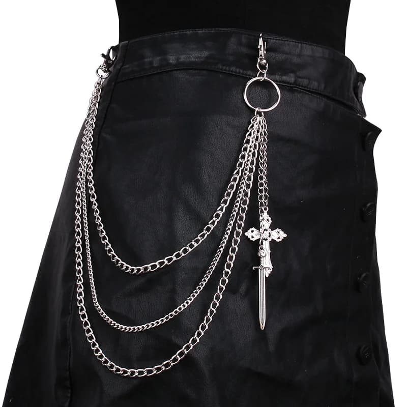 Hip Hop Skull Cross Pants Waist Chain Men Women Cool Jeans Chain Keychain Wallet Chain Gothic Biker Fashion Accessories