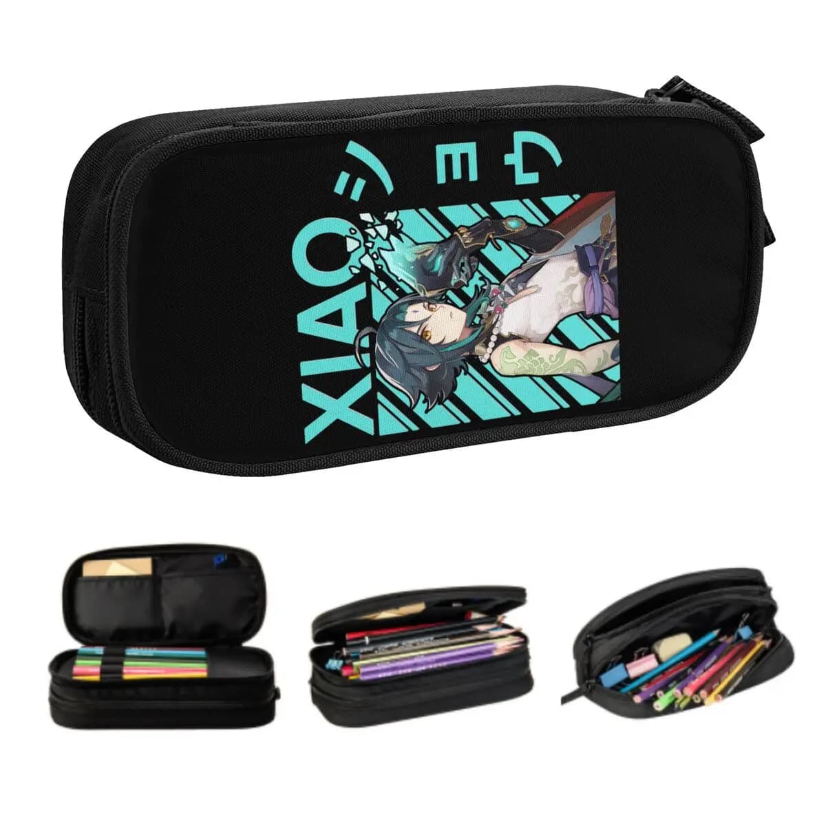 Astuccio personalizzato Kawaii Xiao Genshin Impact Manga per ragazze Ragazzi Gioco anime giapponese Borsa per penne grande Scatola per accessori scolastici