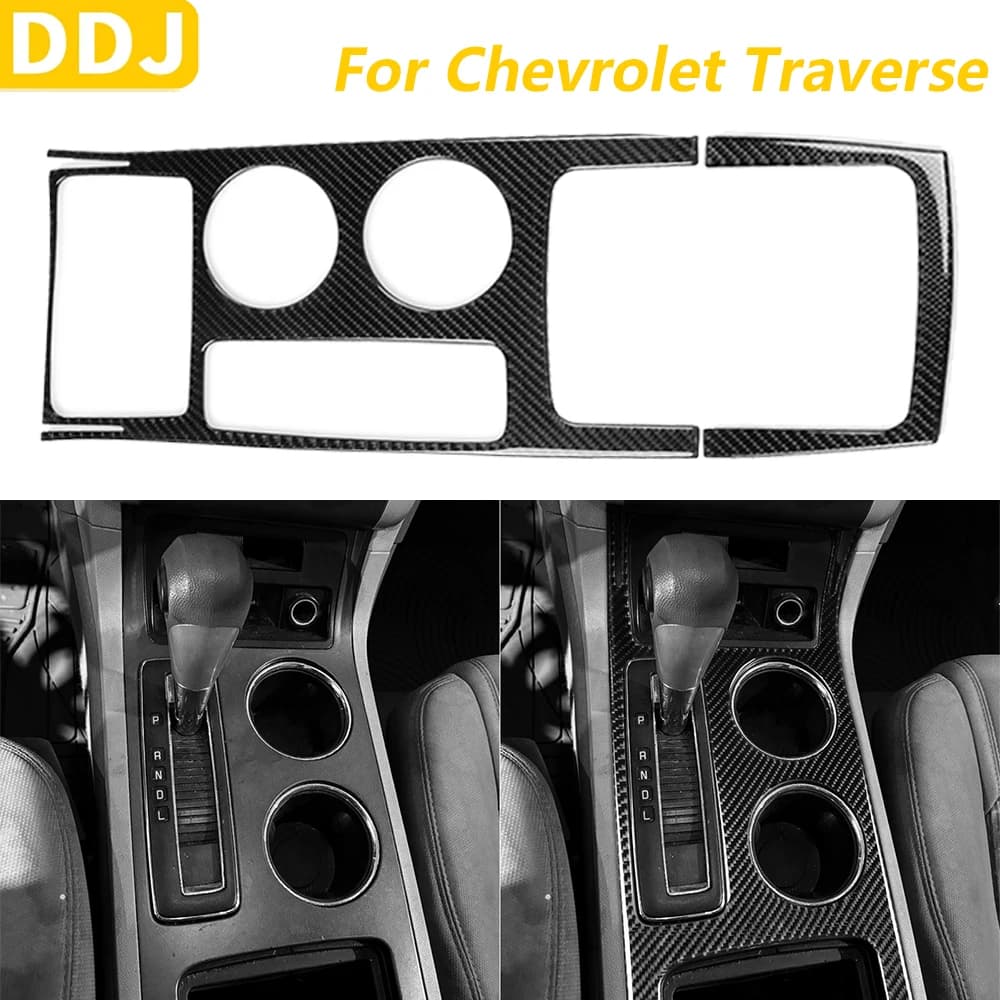 For Chevrolet Traverse 2009-2012 In Carbon Fiber Gear Shift Wallet Box Storage Box Cover Panel Auto Sticker