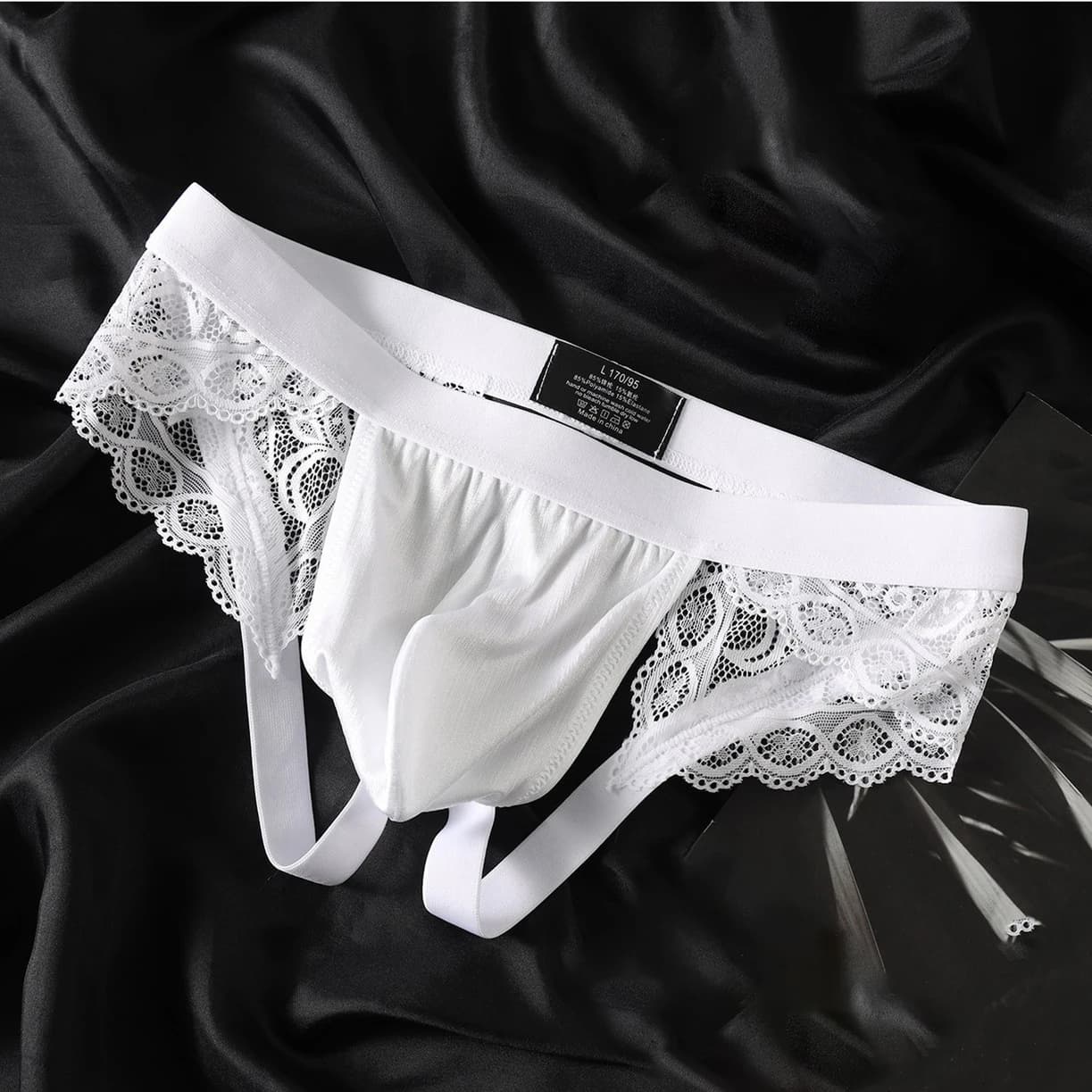 Men's Sexy Low-Rise Lace Thong G-String Jockstraps Open Crotch Tangas De Hombre Gym Underwear Pure Desire Style Gay Lingerie