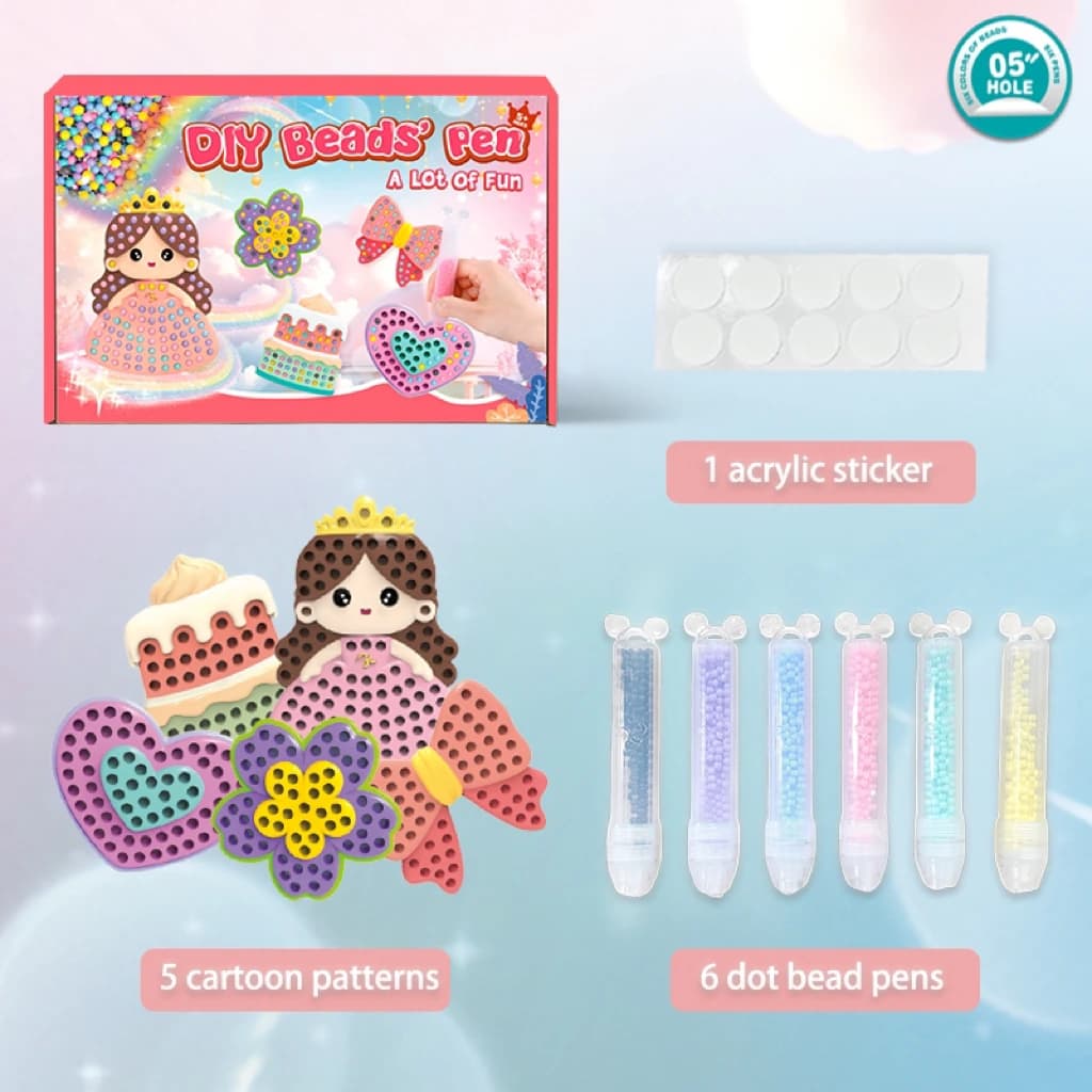 Set di Penne con Perline Fai-da-Te per Bambini, Arte Creativa con Perline a Punti, Giocattolo Creativo con Adesivi, Regalo di Compleanno Perfetto per Ragazze