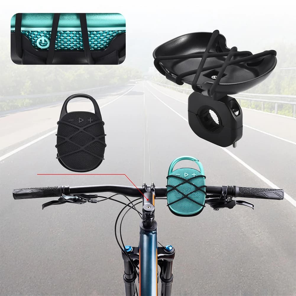 Bicycle Speaker Rack Adjustable Strap Bike Handlebar Mounting Bracket Anti-Slip for Clip5/4 Bluetooth-Compatible Speaker