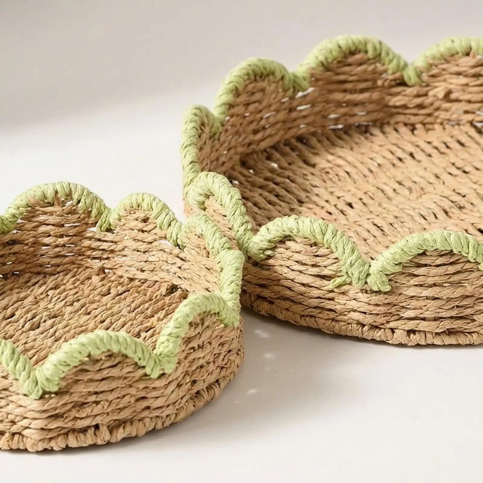 2x Woven Storage Basket Sundry Holder Stackable Multipurpose Organizer Bin Delicate Storage Box for Bathroom Office Shelves Desk