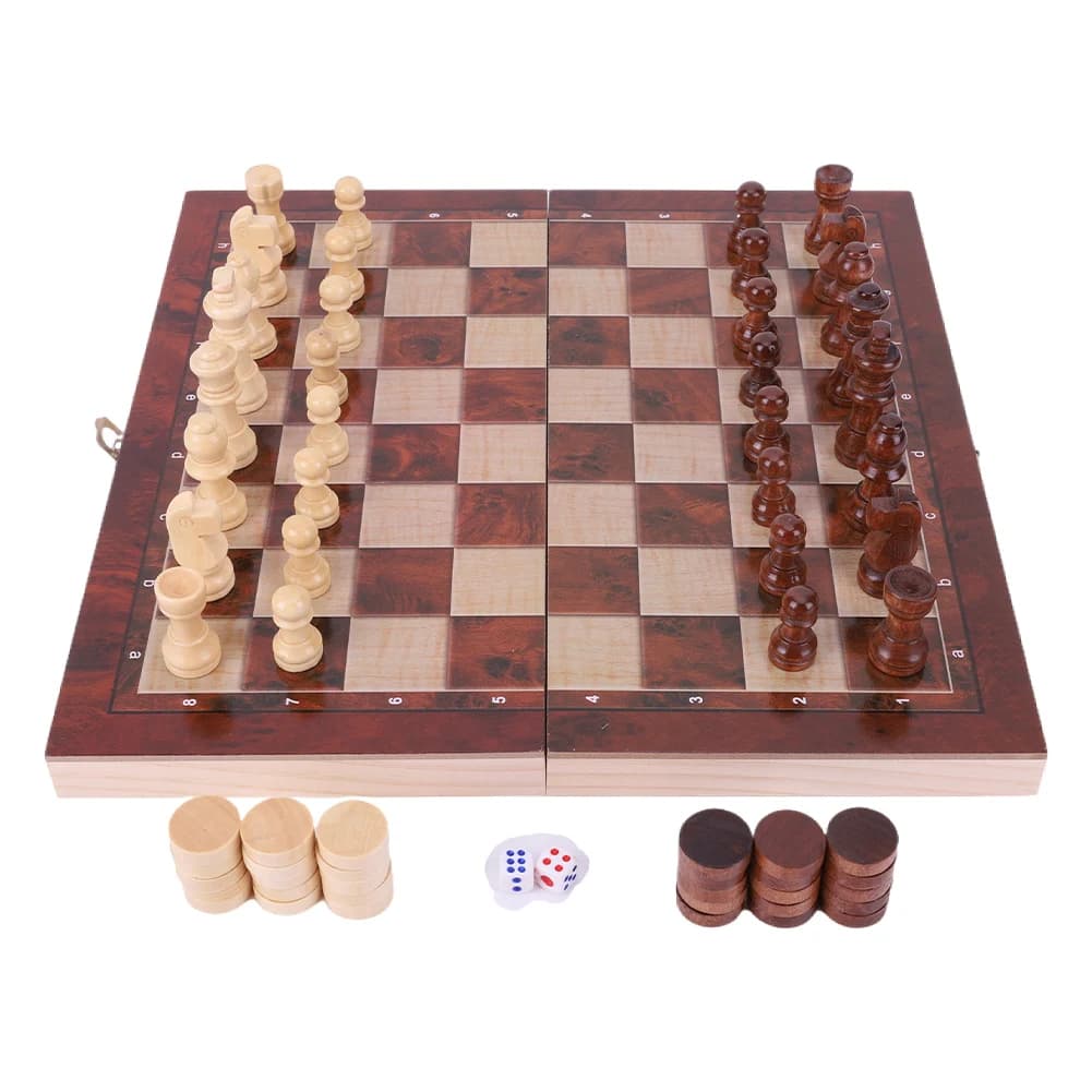 29x29cm 3 in 1 Chess Chekers Backgammon Developing Strategic Thinking Foldable Chess Board Best Gifts No Toxic for Boys Girls