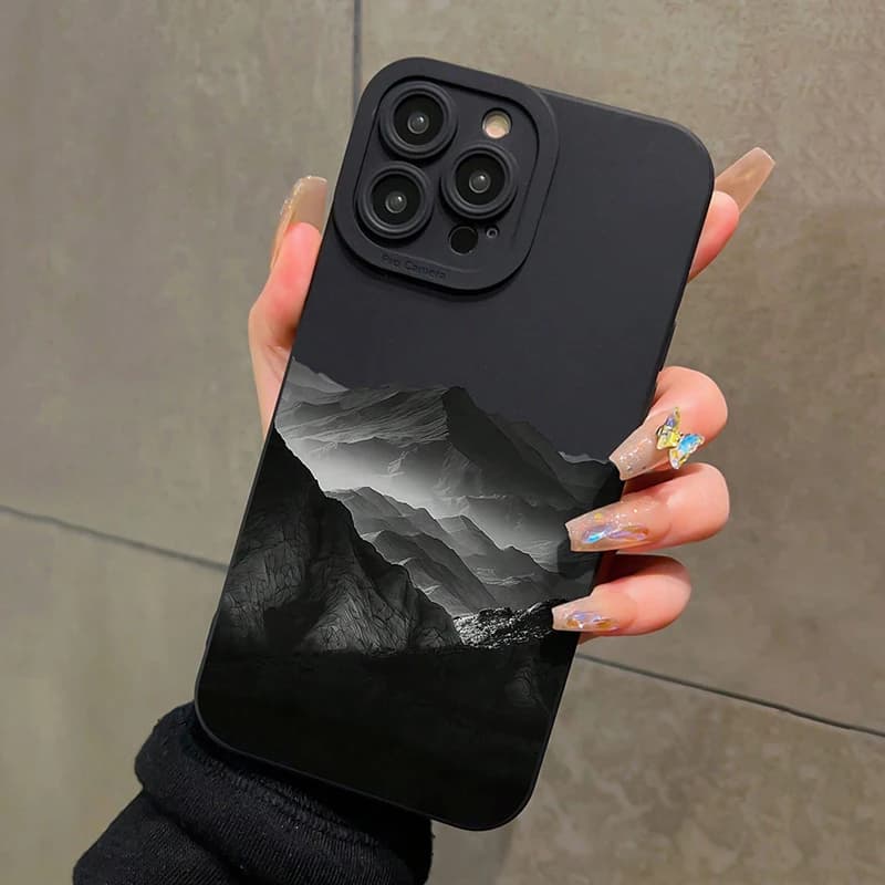 Black Mountain INS design silicone phone case for Xiaomi Redmi Note 14 13 12 Pro Plus 5G 12S 11 10 Redmi 12 14C 13C 12C Cover
