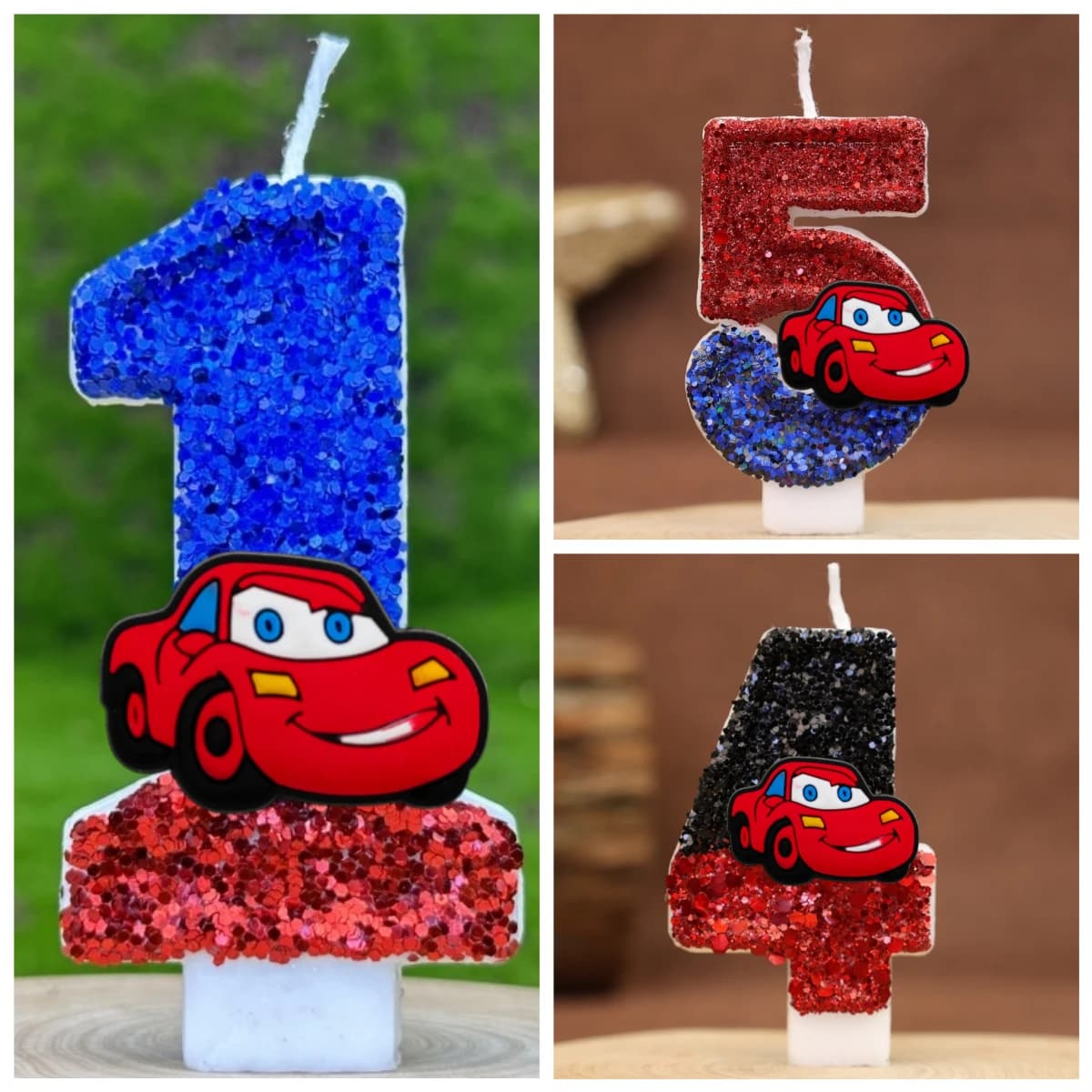 Candele digitali dei cartoni animati Disney Cars Party Cake di compleanno Topper Car Racing Forniture per decorazioni per torte di compleanno per bambini