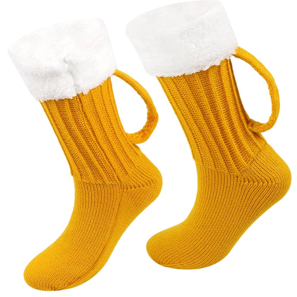Calzini spessi per tazza di birra Donna Uomo Autunno Inverno Coprigambe lavorato a maglia Calzini morbidi da pavimento Calzini caldi a tubo centrale EU 36-42