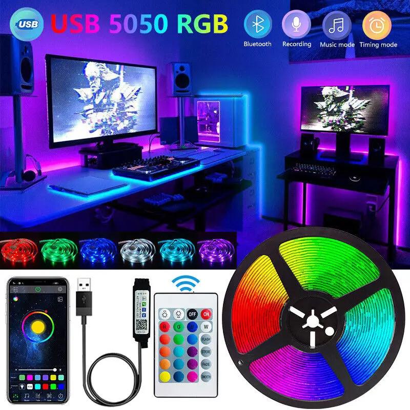 LED Light Strips Bluetooth Smart SMD 5050 APP remote control flexible ribbon diode lamp tape backlight TV room games decorations for the house
