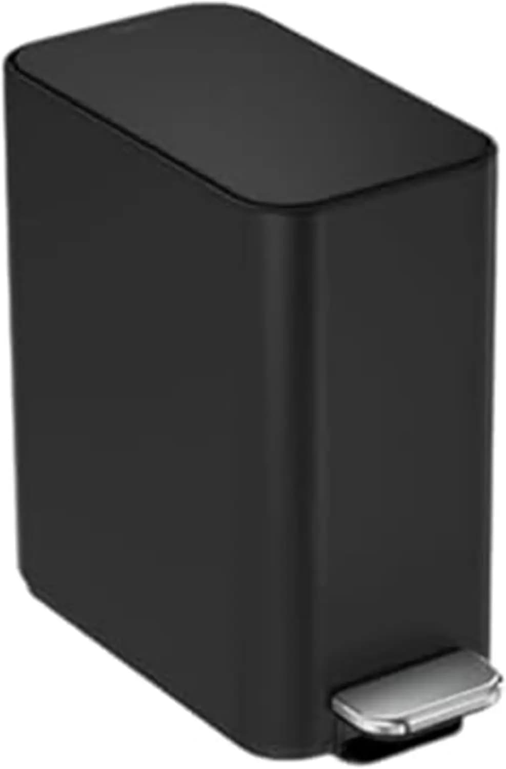 Pattumiera da bagno sottile da 5 litri con coperchio dalla chiusura ammortizzata, cestino per rifiuti in acciaio inossidabile con tasca di rivestimento, 1,3 galloni, nero opaco