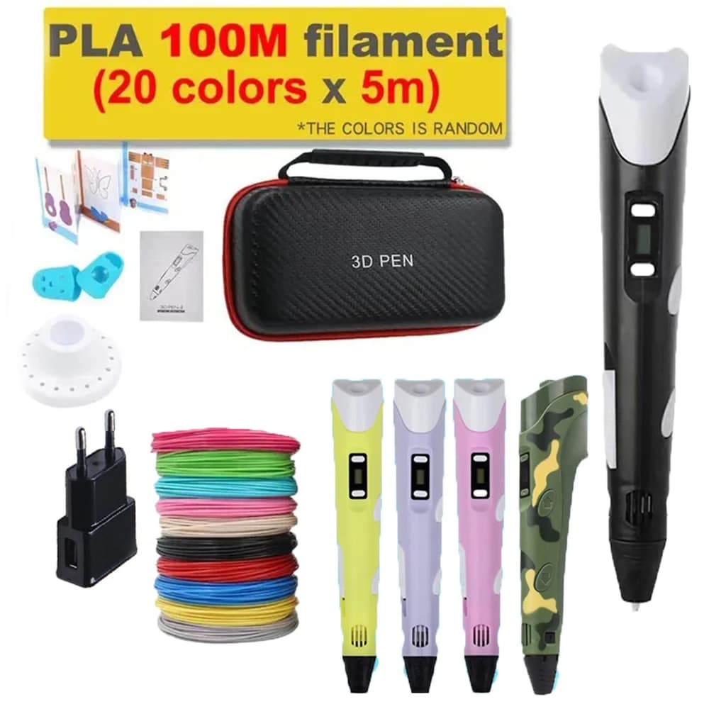 3D printing pen 100 m Filament PLA 3D Drawing Colorful pencil with baby bag DIY art Christmas birthday gift