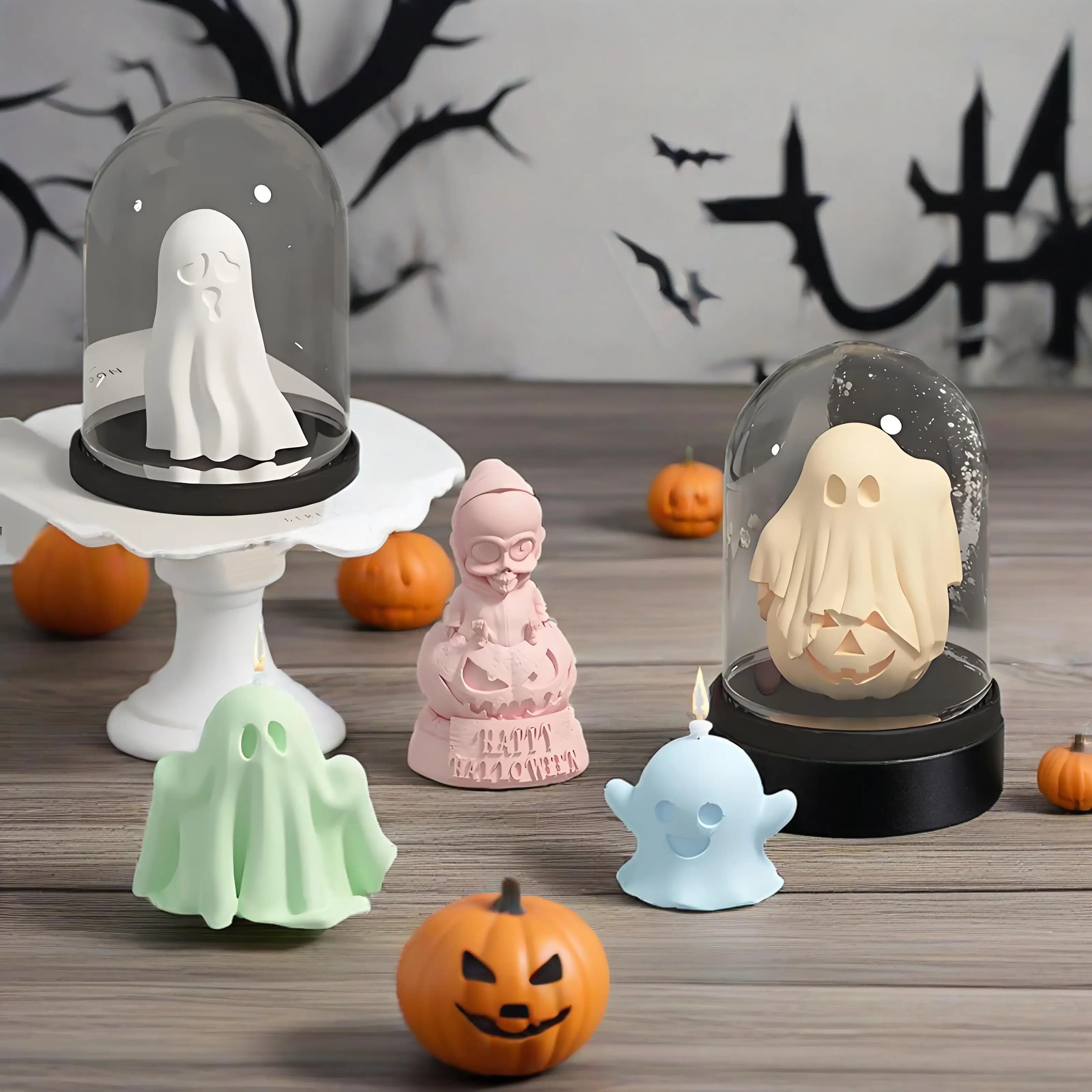 Stampi in silicone 3D fantasma zucca zombie fai da te candela di Halloween artigianato gesso resina stampo in ghisa opere d'arte per la casa fare regali di Halloween