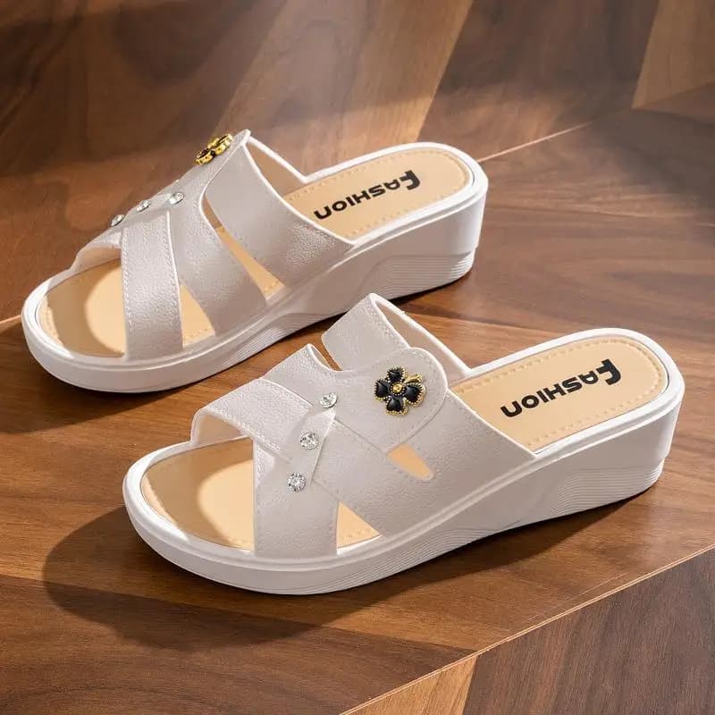 Ciabatte con Tacco Alto da Donna, Estive, da Esterno, con Fondo Spesso, alla Moda, Antiscivolo, per la Casa, Scarpe da Mamma, con Fondo Morbido e Tacco a Zeppa