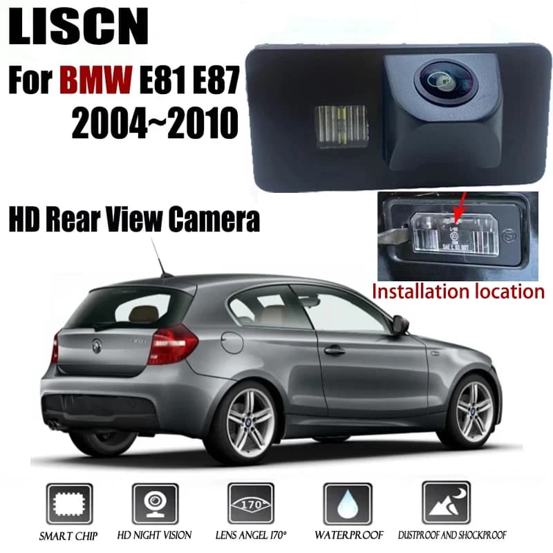 Telecamera posteriore per BMW E81 E87 2004 ~ 2010 CCD Telecamera di backup per visione notturna/telecamera targa Telecamera con foro originale