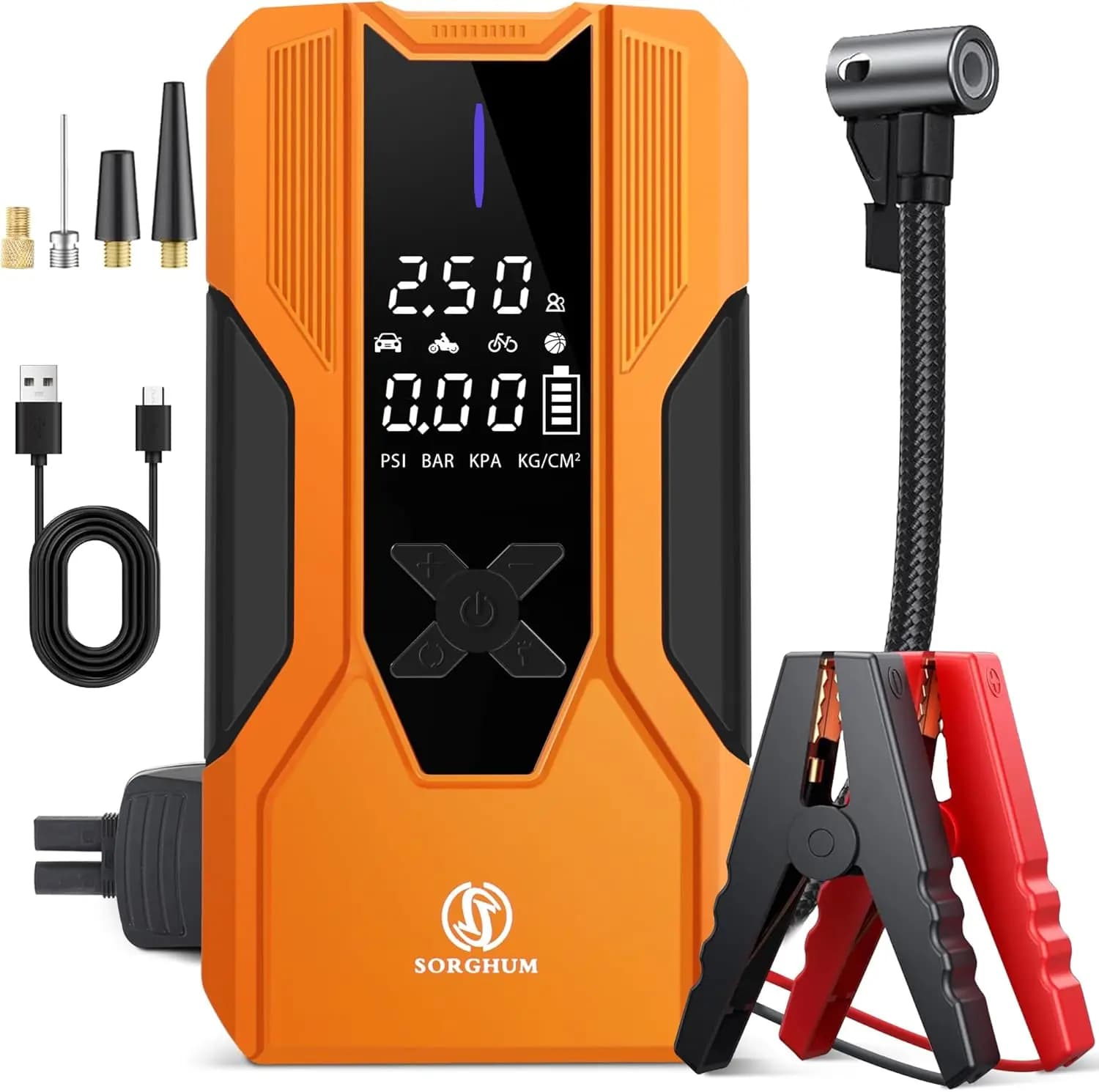 Avviatore portatile per batteria per auto 8000A con compressore d'aria, gonfiatore per pneumatici 150PSI per auto a gas e diesel