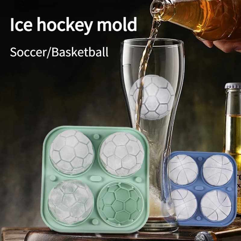 Stampo per Cubetti di Ghiaccio Grandi, Forme Rotonde, Pallone da Calcio e Pallacanestro, Stampi in Silicone Facili da Staccare, Adatti per Bevande al Whisky