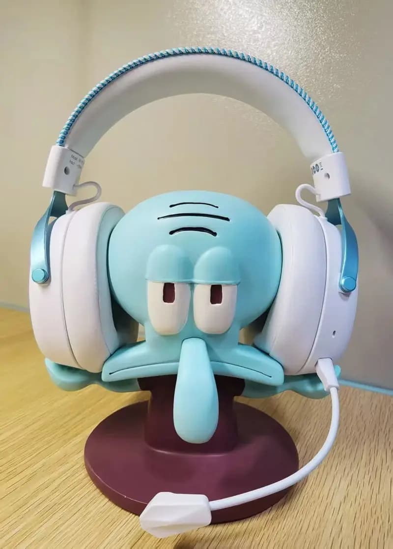 Headphone Stand Cartoon Squidward Resin Desktop Holder Creative Funny Decorative Ornament For Home Desk Gaming Room Ins Style