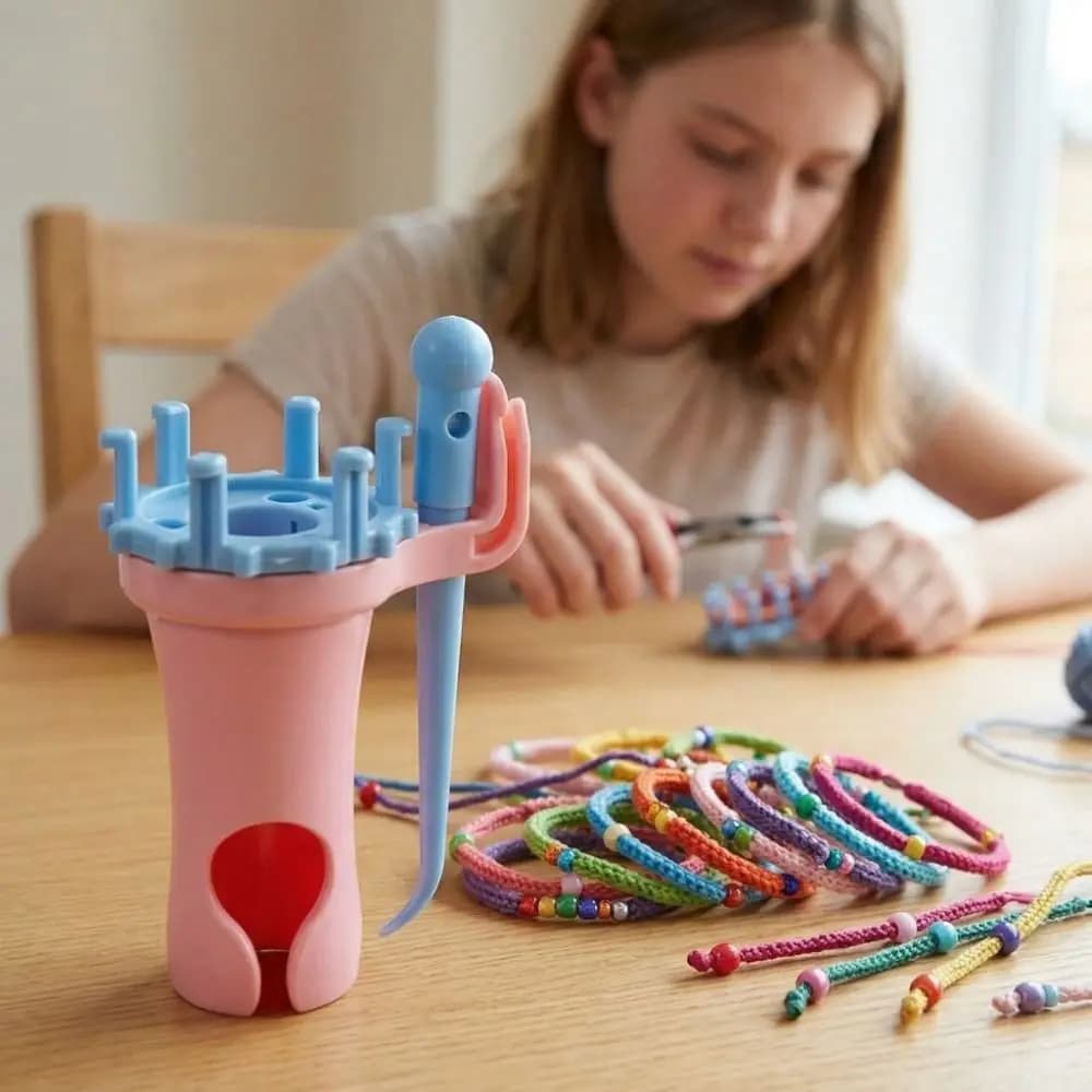 Plastic Spool Knitter Manual DIY Craft Knit Spool Loom Round Shape Changeable Heads Weaving Lacing Machine Bracelet Making