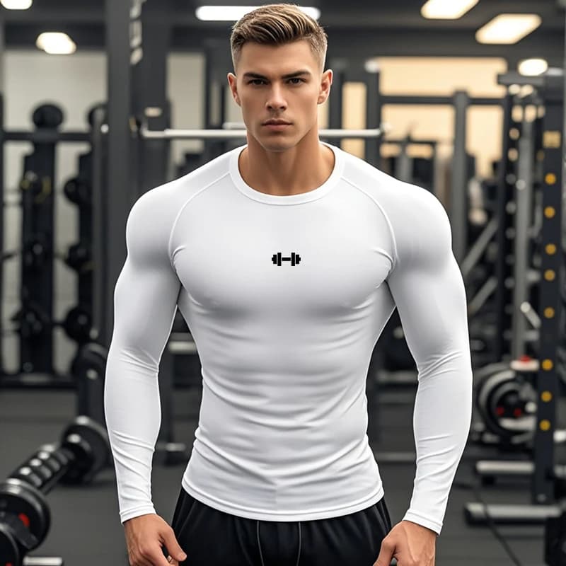 Magliette a Maniche Lunghe Elasticizzate ad Asciugatura Rapida per Uomo, Abbigliamento da Allenamento per Basket, Palestra, Fitness e Bodybuilding