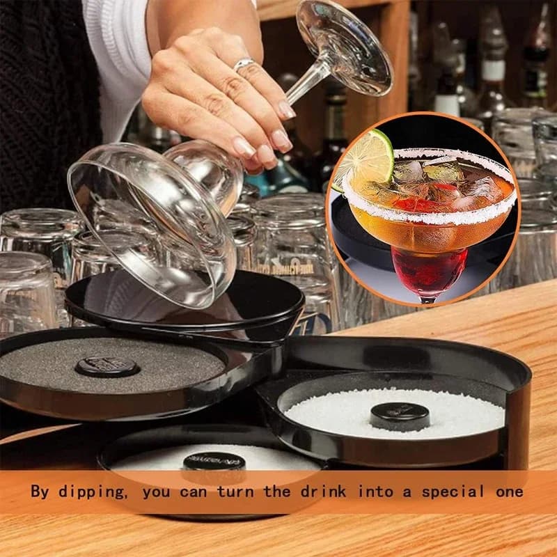 3-Tier Salt Rimmer Margarita and Cocktail Rimmer Set Foldable Portable Salt and Sugar Rimming Spice Container Bar Accessories