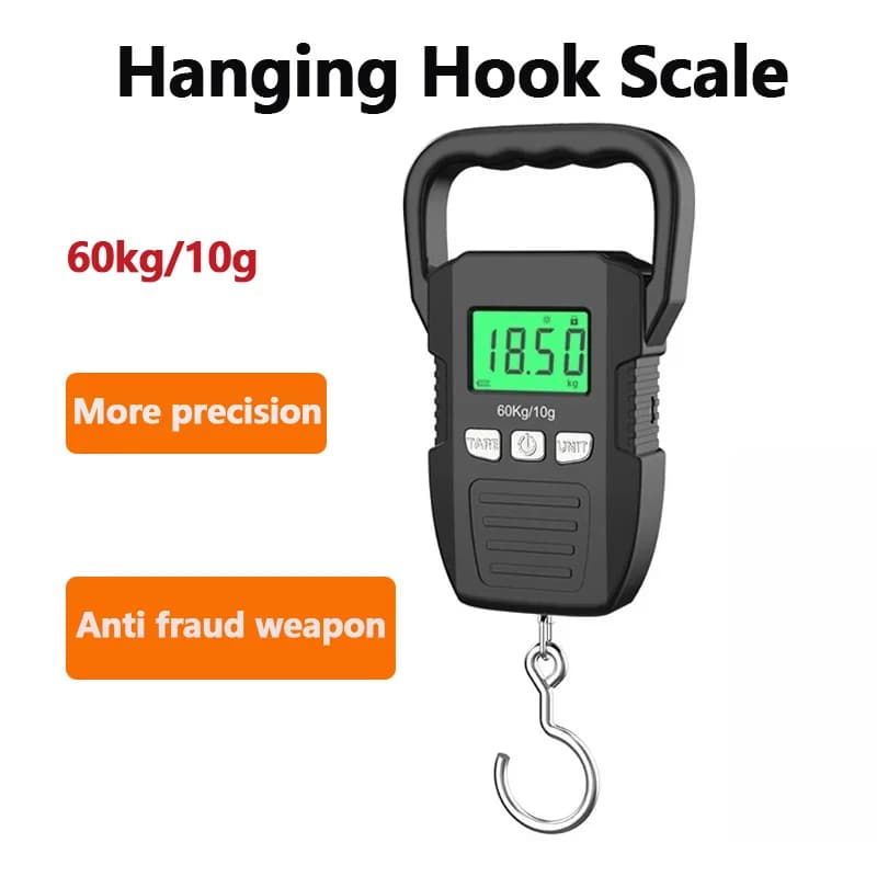 Bilancia portatile Display LCD digitale 60kg/10g Bagagli elettronici Appesi Valigia Viaggio Pesca Pesi Bagagli Borsa Bilanciamento dei pesi