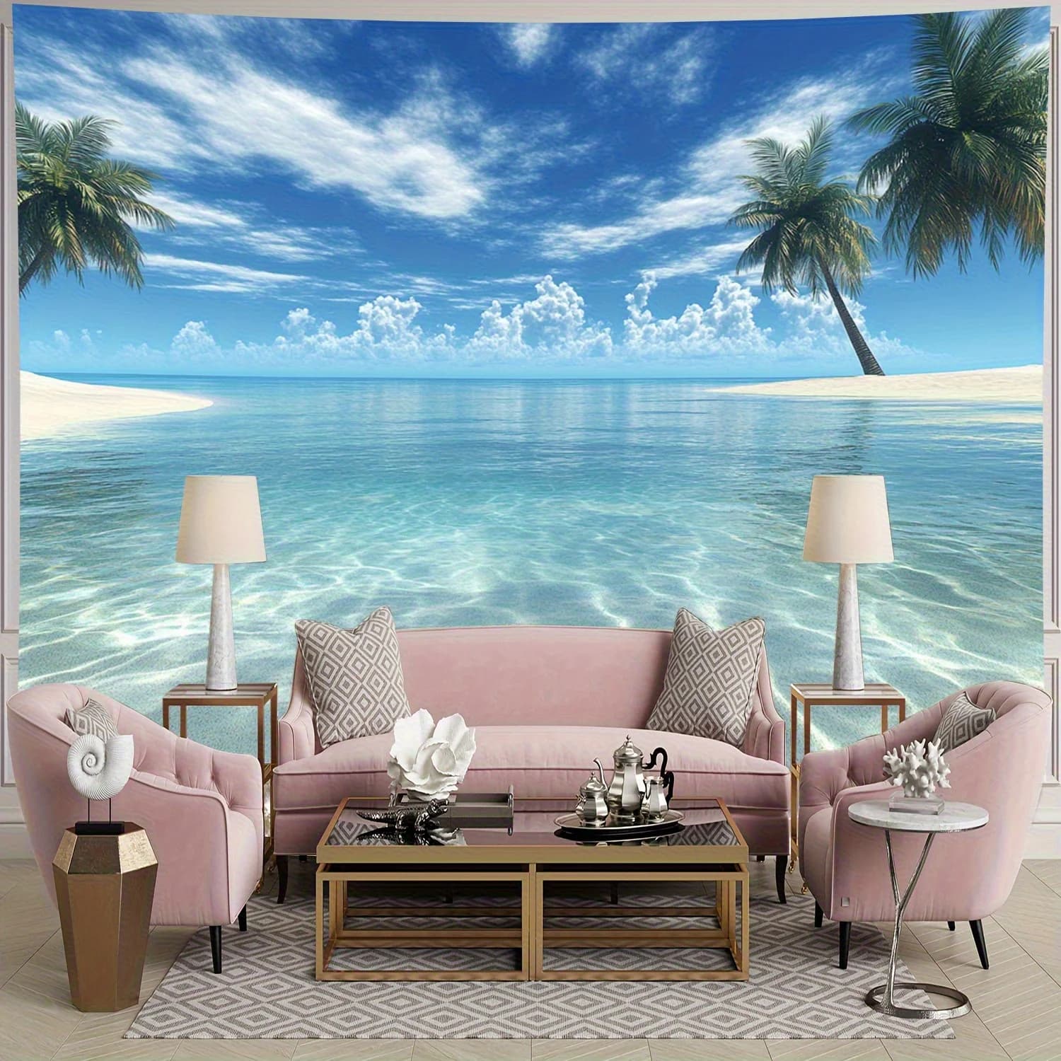 VIKAMA Tropical Ocean Cave Beach Tapestry Natural Landscape Aesthetics Wall Hanging Bedroom Living Room Home Decoration