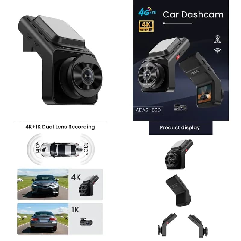 2026 New 4G 2 Lens WiFi LTE 4K Ultra 2 Cameras Dashcam with ADAS and BSD