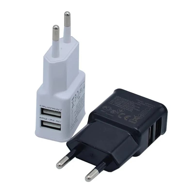 Caricatore di alimentazione con doppia spina USB 5V 2A Adattatore di ricarica rapida universale Adattatore di alimentazione doppio portatile da viaggio con spina americana UE per telefono