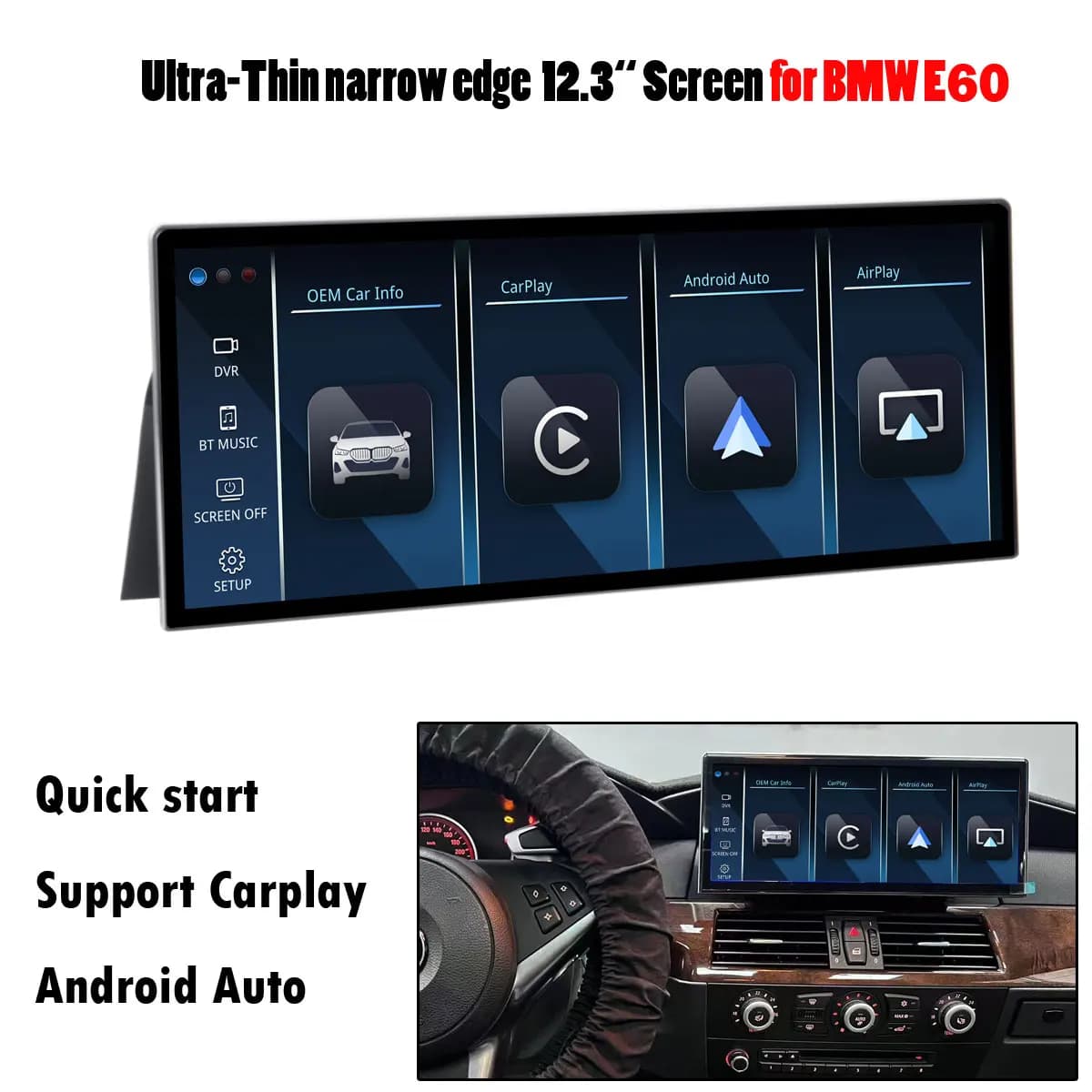 Schermo da 12,3 pollici con Carplay e Android Auto per BMW Serie 3 F30/F31/F34/F35/ BMW Serie 4 F32/F33/F36, lettore multimediale per auto