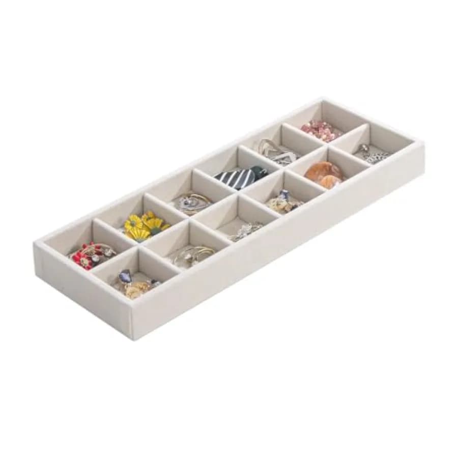 Divided Drawer Organizer Tray, Velvet Jewelry Storage Tray, Necklace Bracelet Ring Earring Display Tray, Bedside Nightstand Des