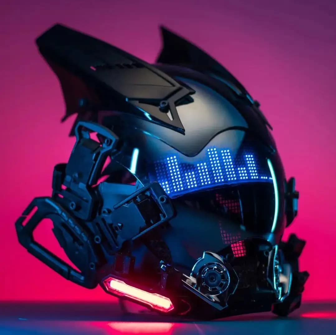 Maschera luminosa per casco/maschera LED che cambia espressione, maschera elettronica tecnologica, maschera integrale funzionale, stile futuristico, regalo per giochi di ruolo