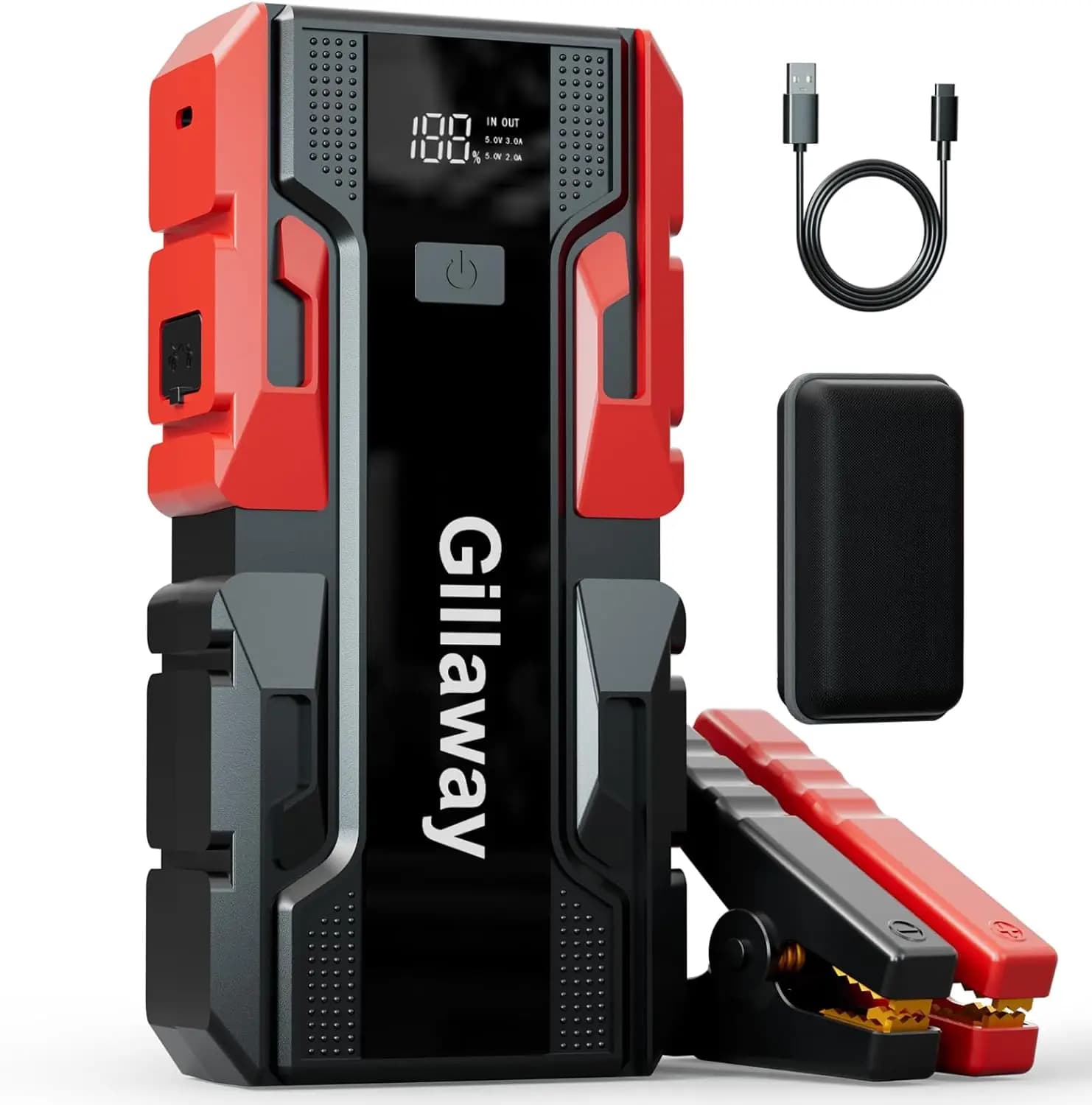 Avviatore di emergenza per auto 3000A con batteria per motori a benzina fino a 9.0L e diesel fino a 7.0L, caricabatterie portatile 12V con power bank