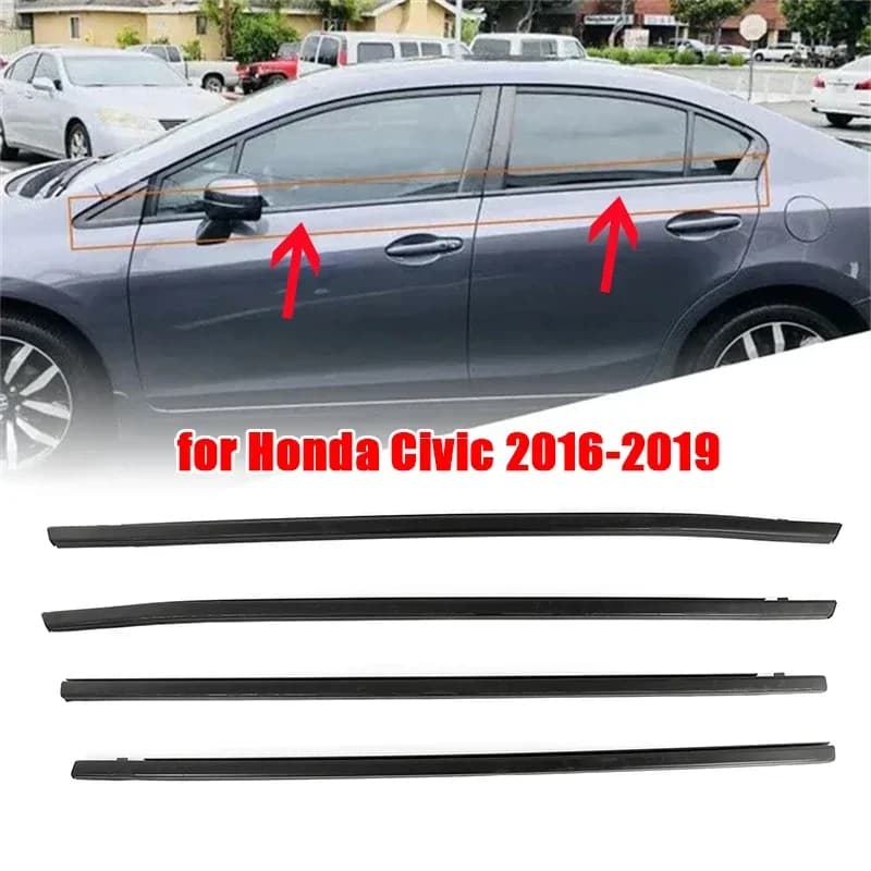 4PCS guarnizione del finestrino dell'auto guarnizione in vetro guarnizione in gomma modanatura per Honda Civic 2006-2019
