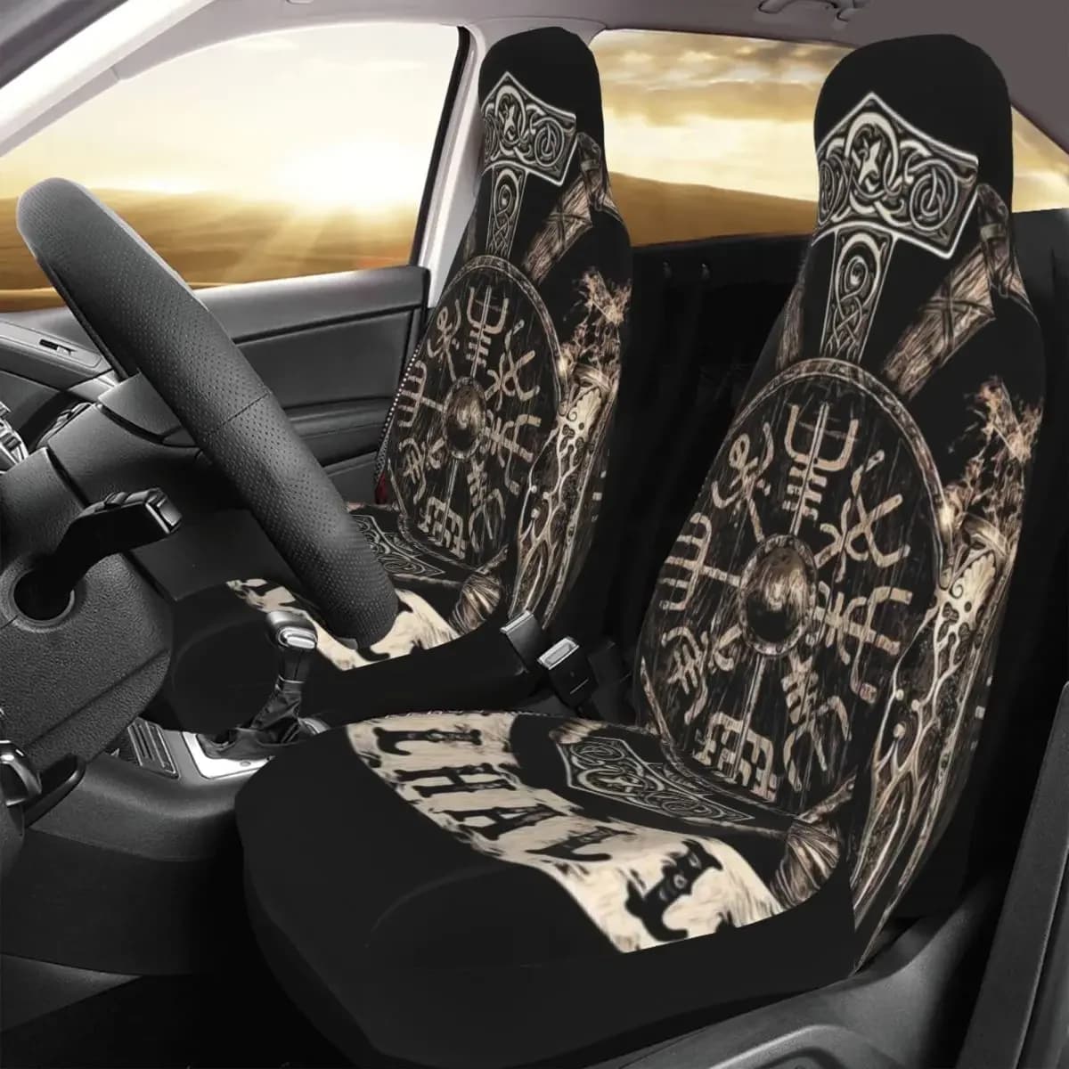 'Viking Vegvisir Shield Car Seat Covers Custom Printing Universal Front Protective Accessories Pillow Set